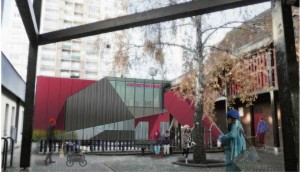 Façade 3d sur court intérieure du CSF Victor Hugo